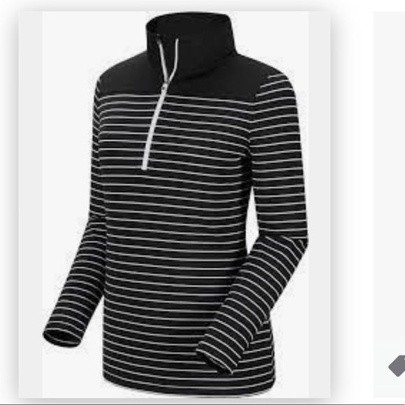 FootJoy Tops - FOOTJOY black and white striped long sleeve 1/4 zip golf top.